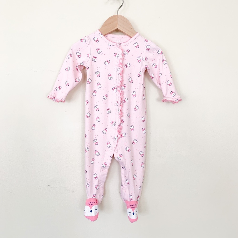 Just One You | Baby Girl Footie Pajamas Pink 9 Mon